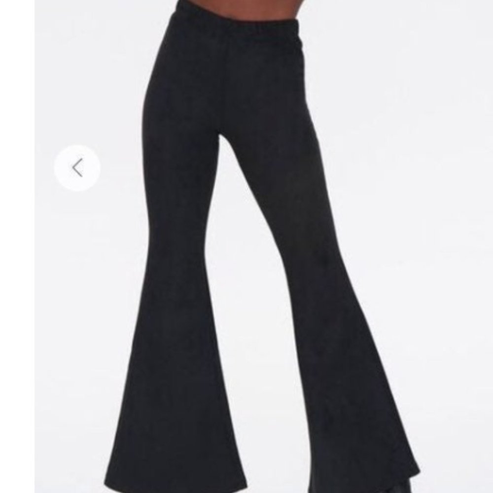High Rise Suede Black Flare pants